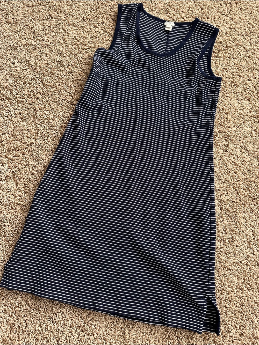 J. Crew Navy and White Striped Tank Dress